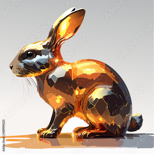 Shiny Metallic Rabbit with Reflective Surface.