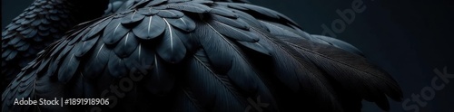 Intricate black swan feather texture, elegant dark background, luxury, art