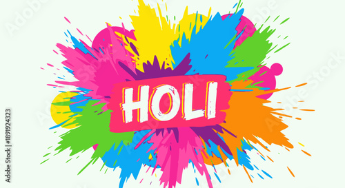 Vibrant Holi celebration with colorful powder explosion in joyful atmosphere