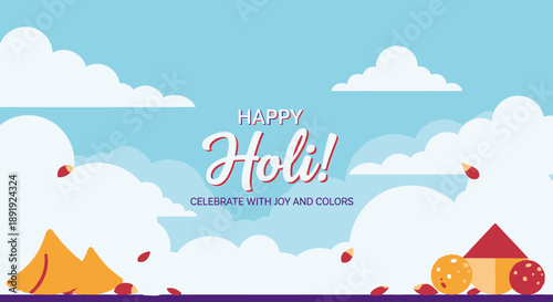 Vibrant Holi Celebration with Colorful Powders and Joyful People in a Festive Atmosphere