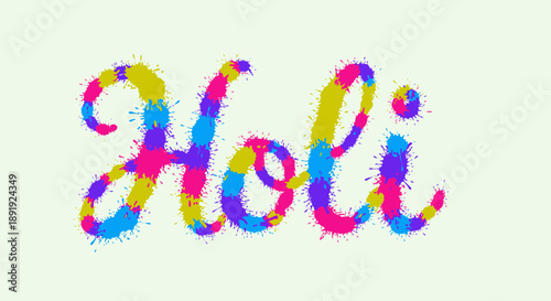 Vibrant Holi celebration scene with colorful powders and joyful atmosphere