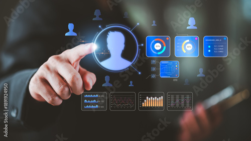 Billede på lærred human resources manager uses digital dashboard to recruit talent, analyze candid