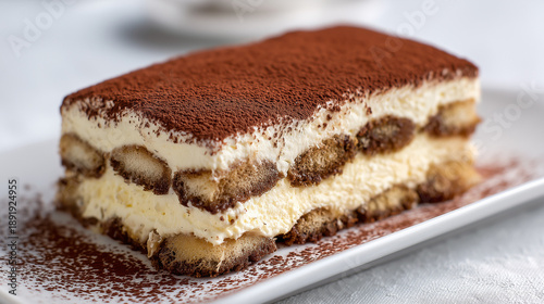 Wallpaper Mural 白い角皿に盛り付けられたふんわりとしたマスカルポーネクリームとココアの層が美しい本格ティラミス Torontodigital.ca