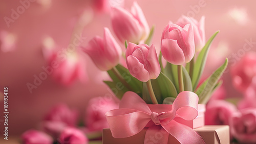 Kartka z życzeniami na międzynarodowy dzień kobiet. Kobieta i tulipany. © Paweł Ziółkowski