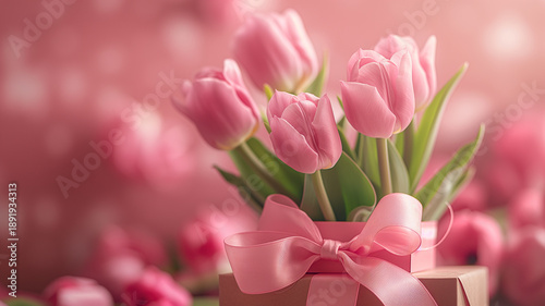 Kartka z życzeniami na międzynarodowy dzień kobiet. Kobieta i tulipany. © Paweł Ziółkowski