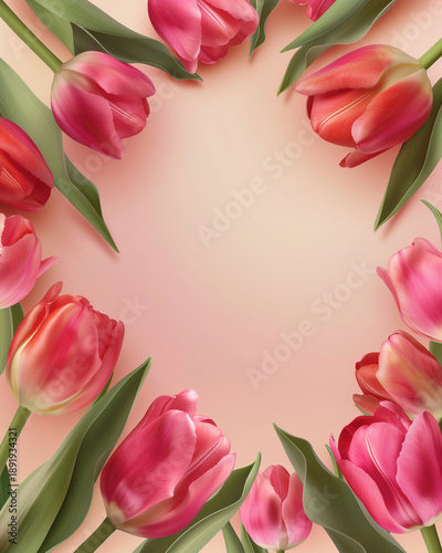 Kartka z życzeniami na międzynarodowy dzień kobiet. Kobieta i tulipany. © Paweł Ziółkowski