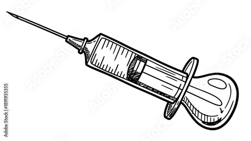 Medical Syringe with Needle for Injection or Vaccination.