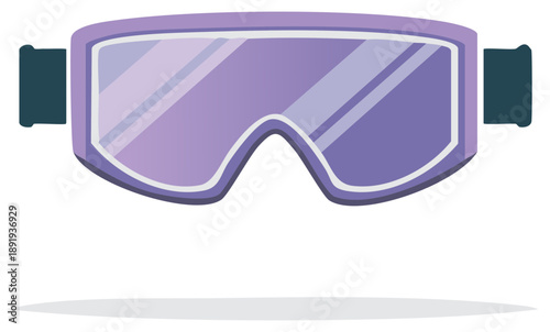 Isolated purple ski goggles vector illustration. Protective eyewear for winter sports and activities. Modern style gear and equipment.