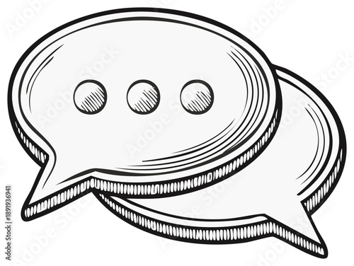 Hand Drawn Speech Bubbles, Communication Concept, Conversation Message Graphic