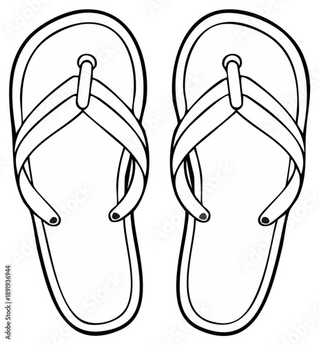 Illustration of pair of flip-flops in black and white