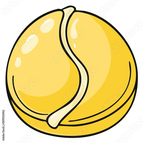 Vector illustration of a single yellow chickpea or garbanzo bean in a simple cartoon style