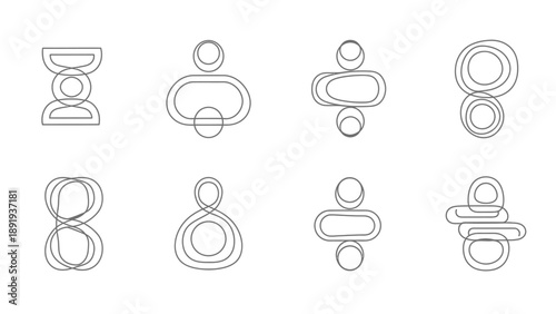 Abstract Geometric Shapes Collection Minimalist Line Art Icons.