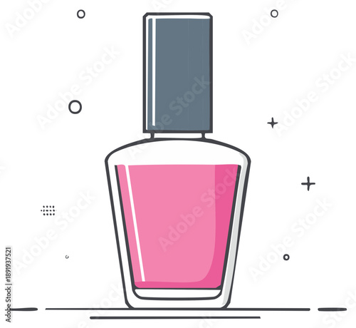 Isolated illustration of pink nail polish bottle on a white background