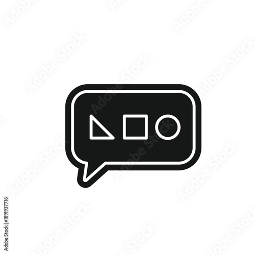 Bubble speak icon logo with geometric symbol inside