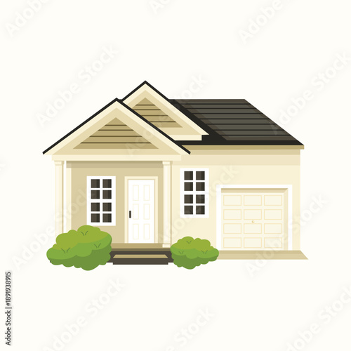A simple residential house illustration with a clean and friendly design, suitable for real estate concepts, housing visuals, and family lifestyle themes.