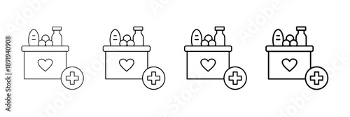 Humanitarian Aid Icons Vector Set In Different Stroke Line Style