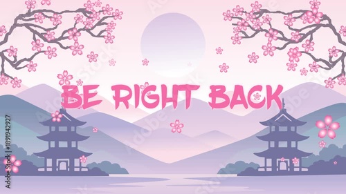 Cute Sakura Be Right Back Livestream Screen with Japanese Landscape
