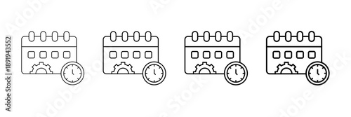 Time Management Icons Vector Set In Different Stroke Line Style