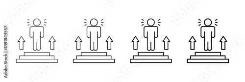 Self Confidence Icons Vector Set In Different Stroke Line Style