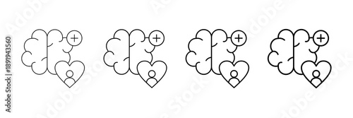 Emotional Intelligence Icons Vector Set In Different Stroke Line Style