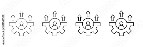 Skill Improvement Icons Vector Set In Different Stroke Line Style