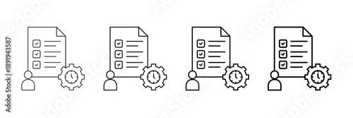 Self Discipline Icons Vector Set In Different Stroke Line Style