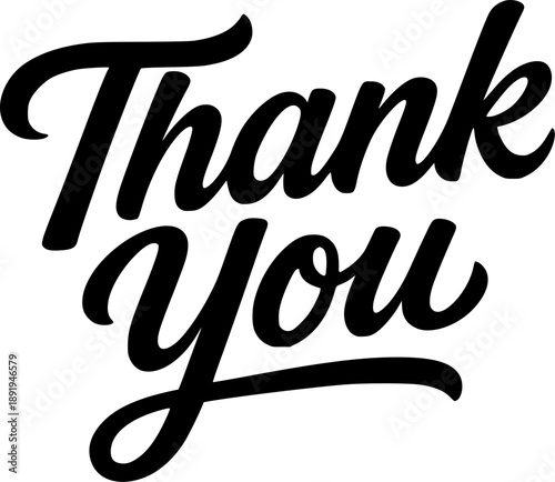 Expressive Thank You Hand-lettered Calligraphy Text Sign Design Element