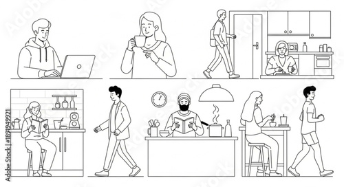 Collection of People Engaged in Various Daily Activities and Professions.