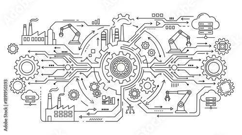 Automation Technologies in Manufacturing, Graphic Illustration