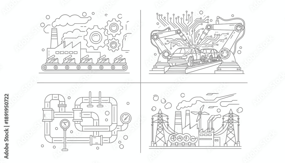 Obraz premium Robotics and Machinery in Factory Environment