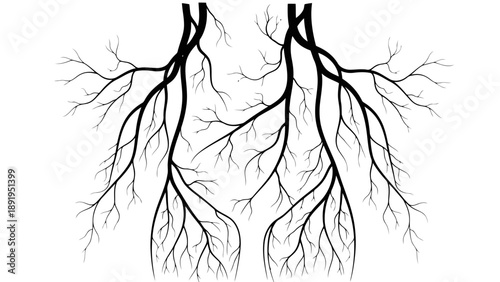 Detailed illustration of human bronchial tree structure