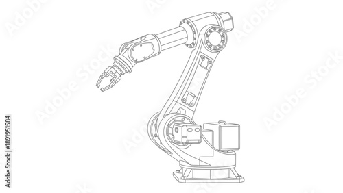 Industrial robot arm technical illustration