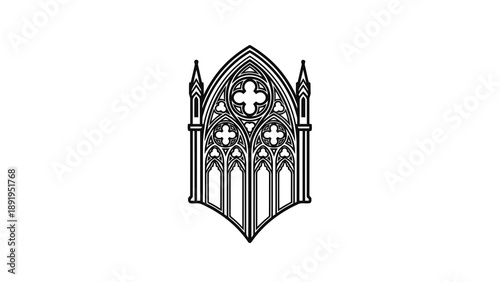 Gothic style church window with cross design
