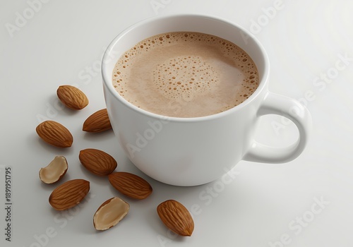 Almond Milk Latte in White Mug