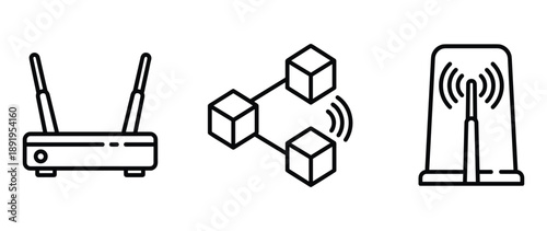 Wireless router antenna signal line vector icons network connection technology equipment communication wifi