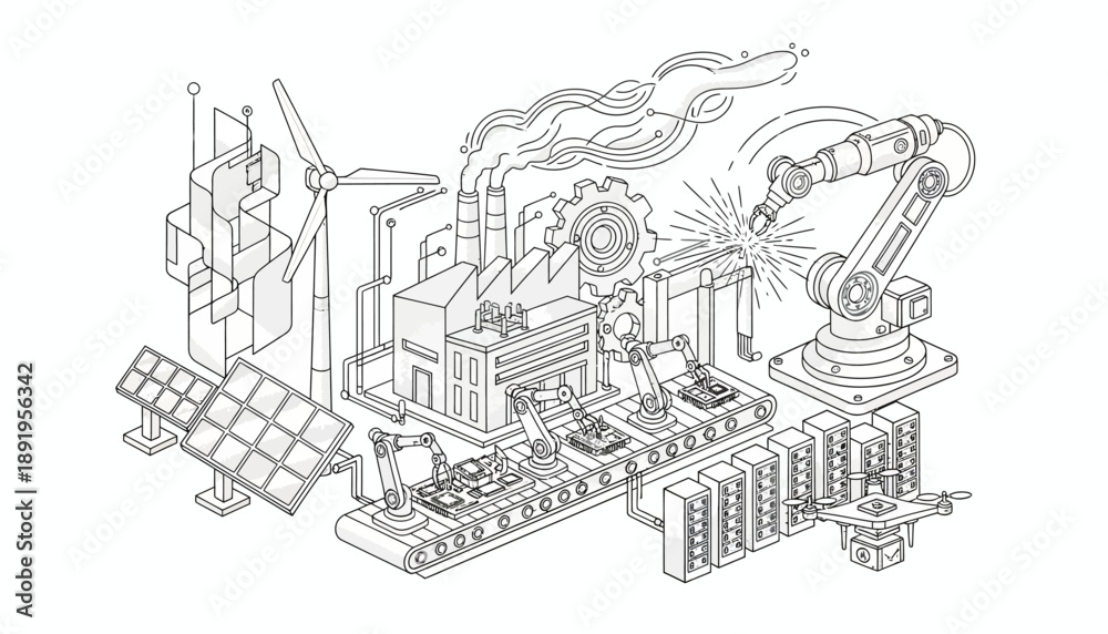 Fototapeta premium Renewable Energy Manufacturing in a Modern Factory Setting