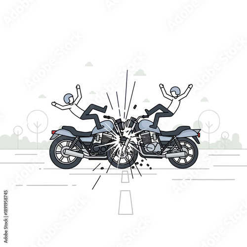 Motorcycle Crash with People Flying Off.