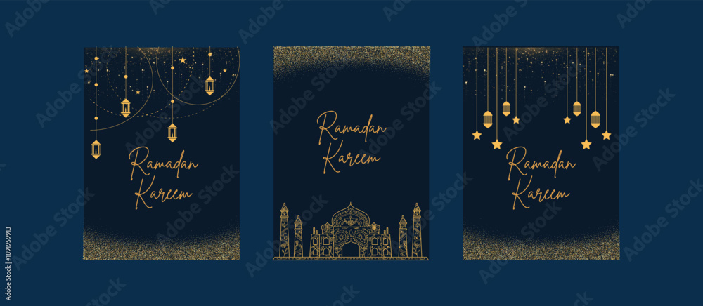 Naklejka premium Ramadan Kareem greeting card, banner and social media template design.