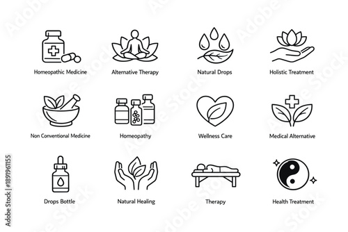 Alternative medicine and holistic therapy icons collection