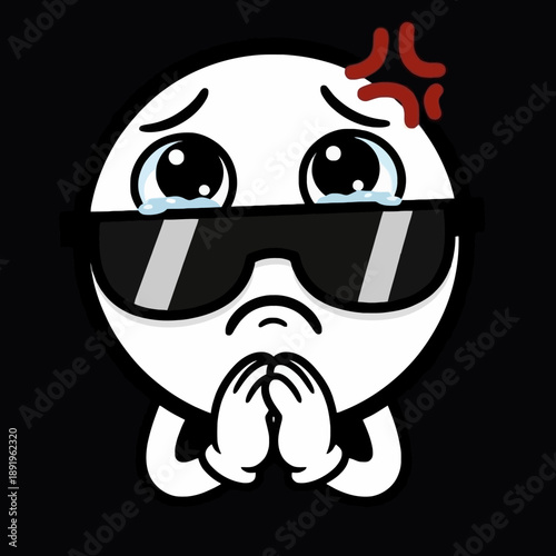 Crying Emoji with Sunglasses and Praying Hands.