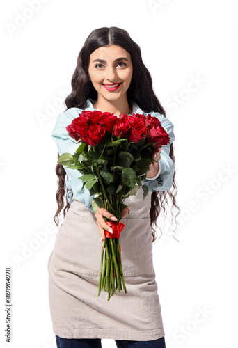Female florist with bouquet...