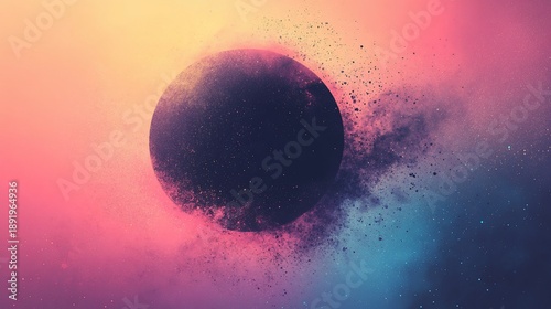 Abstract cosmic eclipse with particles and dreamy color gradients background