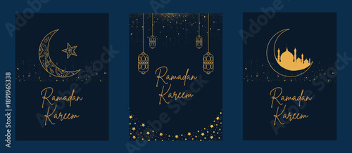 Ramadan Kareem greeting card, banner and social media template design.