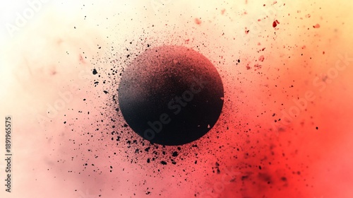 Abstract circular particle burst with gradient background, ethereal aesthetic
