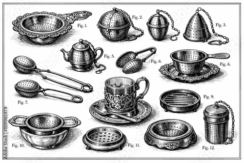 Vintage tea infuser collection: antique strainers and teapots illustrated guide