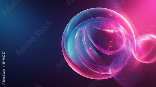 Abstract spheres with glowing swirls creating a mesmerizing background