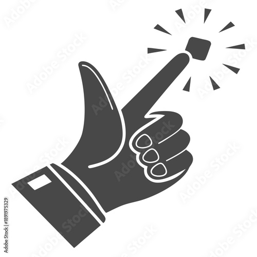 A finger snaps with radiating lines signifying a quick action or idea.