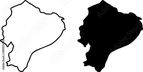 Ecuador country border map outline and silhouette vector graphic isolated image decal