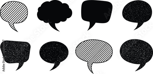 Collection of various speech bubbles and thought bubbles in different textures and shapes
