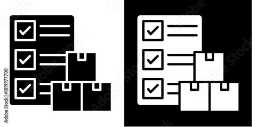 Inventory Check  Icon Set White Glyph Style Collection